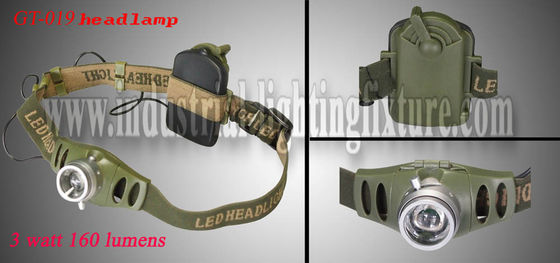 160 Lumens आउटपुट के साथ 3W क्री हाई पावर बैटरी एलईडी headlamp टॉर्च