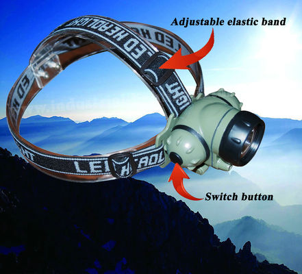 1 वाट बैटरी एलईडी Headlamp Shockproof 14000MCD, Weatherproof एलईडी Headtorch