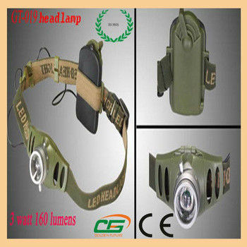 Reachargeableled क्री Headlamp प्लास्टिक, हाई पावर एलईडी Headlamp 3W लंबी उम्र