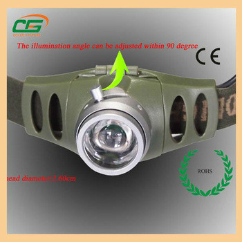 मत्स्य पालन 3Watt क्री zoomable 3pcs 1.5V एएए बैटरी के साथ सिर मशाल एलईडी