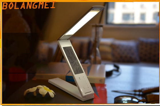 एल्यूमिनियम मिश्र धातु USB एलईडी डेस्क लैंप एलसीडी कैलेंडर / एलईडी प्रकाश पढ़ने बिस्तर के साथ